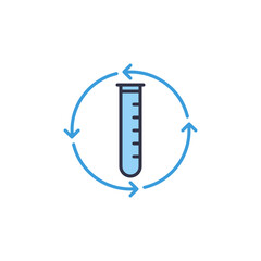 Test Tube inside Round Arrows vector concept blue icon