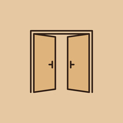 Vector Two Opened Doors concept colored icon or sign