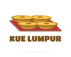 Illustration of Indonesian Traditional Food Named Kue Lumpur. Hand Drawn Indonesian Snacks