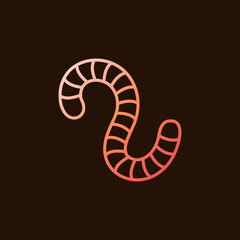 Fototapeta premium Worm vector concept colorful outline simple icon on dark background