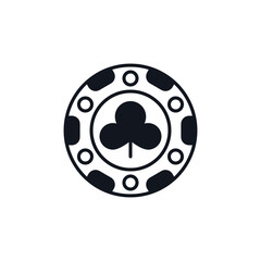 Clubs Poker Chip vector concept solid icon or symbol