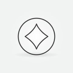 Diamonds Playing Card Suit in Circle vector concept outlne icon