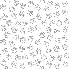 Pet Footprints seamless background - vector Animal Paw Prints line pattern