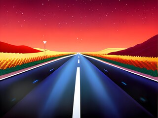 Obraz premium Generative AI,empty road against sky at night