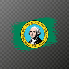 Washington state flag in brush style on transparent background. Vector illustration.