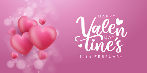 Fototapeta na wymiar Awesome design valentine's day background with hearts balloons