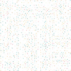 Vector organic seamless abstract background, party confetti pattern. Colorful pastel colored mosaic of simple shapes on white background.
