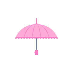 Cartoon Cute Pink Umbrella for Girl Flat Design Style Isolated on a White Background. Vector illustration