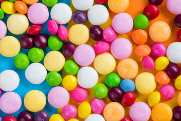 candy on the colorful table, colorful sweet candy