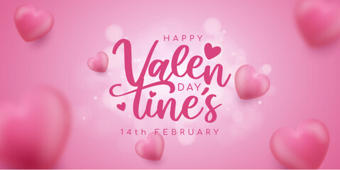 Fototapeta na wymiar Awesome beauty banner valentine's day on pink background