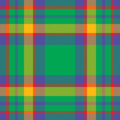Plaid check pattern in green color. Seamless fabric texture. Tartan textile print.
