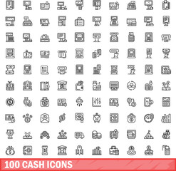 100 cash icons set. Outline illustration of 100 cash icons vector set isolated on white background