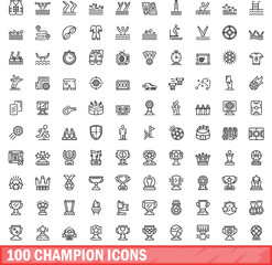 100 champion icons set. Outline illustration of 100 champion icons vector set isolated on white background