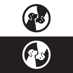 Circle dog animal logo design . icon logo . silhouette logo 