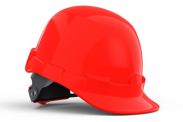 Fototapeta premium Red safety helmet or hard cap isolated on white background