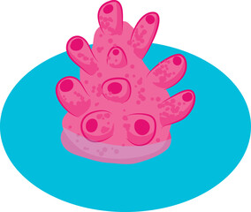 Hard coral icon isometric vector. Pink bright hard mushroom coral in water icon. Undersea world, invertebrate