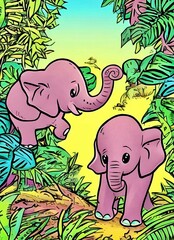 cartoon elephant in the jungle