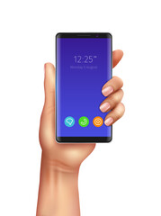 Realistic Palm Gadget Composition