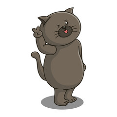cat pose peace cute cartoon vector