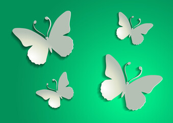 Fototapeta na wymiar Vivid Paper Butterfly On Flat Style Vector Design