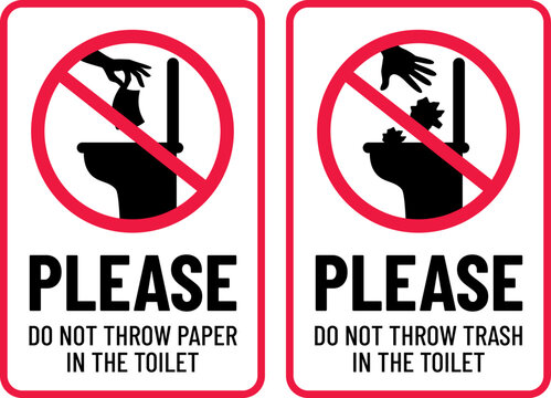 Do not throw paper to the toilet print ready sign vector
