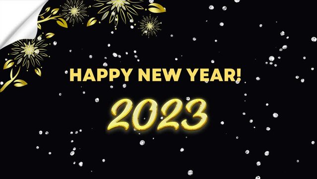 premium happy new year 2023 wish image with sparkle flower and notebook fold background