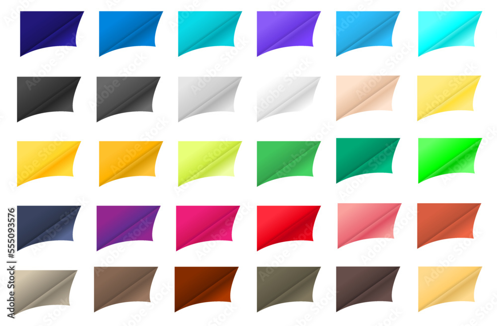 Poster Vector curled corner of paper variety of colors mock up for design work