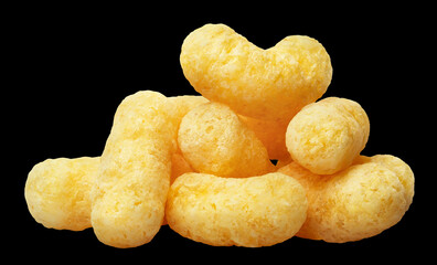 Delicious sweet corn sticks, isolated on black background