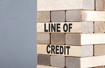 The text on the wooden blocks LINE OF CREDIT