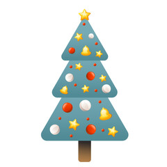 Collection of Christmas trees decorated for the holiday cartoon flat vector illustrations set on white background.Can be used for printed materials - leaflets, posters, business cards or for web