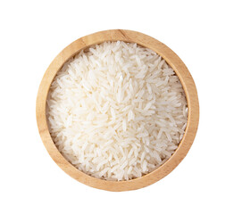 rice seeds in wood bowl isolated on transparent png