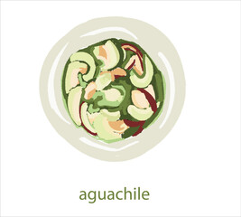 Aguachile mexican food vector. Best Mexican Dishes. Latin american food illustration.