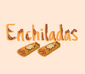 Enchilada mexican food vector. Best Mexican Dishes. Latin american food illustration.