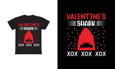 Valentine's Shark T-shirt Design, Valentine day T-shirt design Template