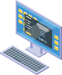 Computer vpn icon isometric vector. Server network. Data security