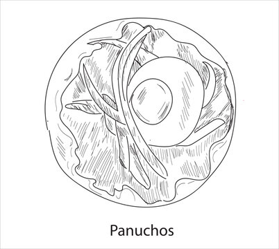 Panuchos mexican food vector. Best Mexican Dishes. Latin american food illustration.