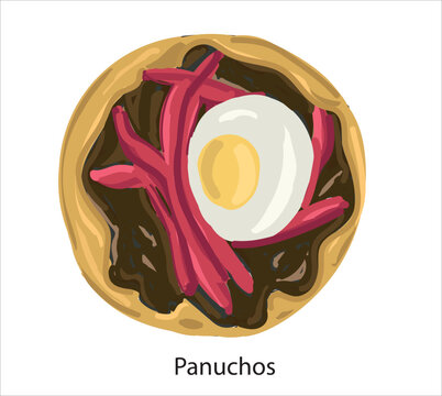 Panuchos mexican food vector. Best Mexican Dishes. Latin american food illustration.
