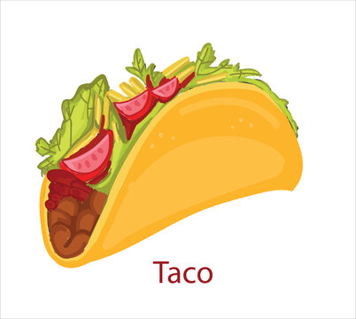 Taco mexican food vector. Best Mexican Dishes. Latin american food illustration.