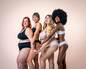 You’re beautiful no matter how you are, Body Positive and Acceptance message, diverse group of...