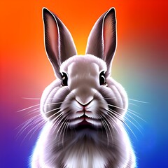 Obraz na płótnie Canvas Generative AI,close-up portrait of rabbit against colored background