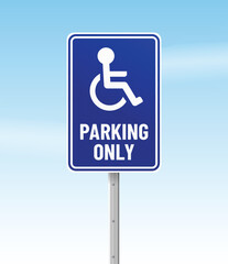 Disable parking only realistic sign mockup vector