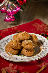 Sweet traditional homemade greek melomakarona for Christmas