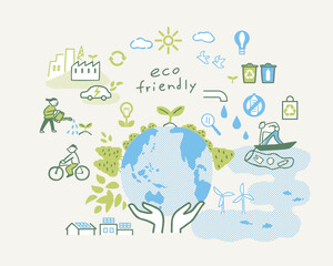 環境問題に取り組む社会のイメージイラスト