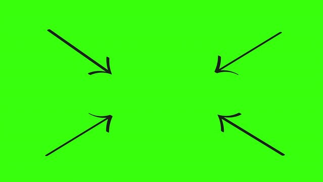 right arrow in circle hand drawn animation.white animation isolated on black background.