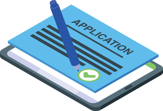 Sign application icon isometric vector. Approve document. Account license