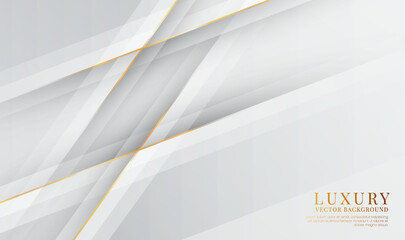 3D white luxury abstract background overlap layers on bright space with golden lines decoration. Style concept cut out. Graphic design element for banner, flyer, card, brochure cover, or landing page