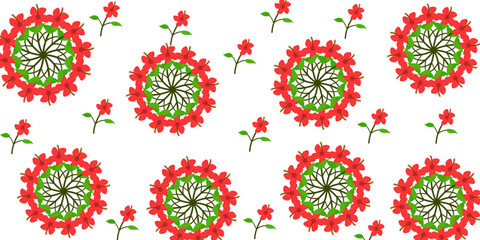 Vector seamless beautiful pattern flower and leaves flat background