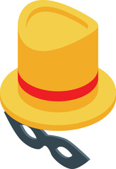 Yellow magic hat icon isometric vector. Top magician. Trick star