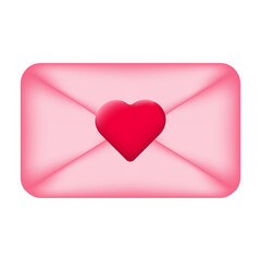 Love letter 3d sealed with heart shaped stamp isolated on white background. Vector illustration.