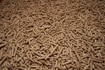 Wood pellet macro. Renewable and sustainable fuel